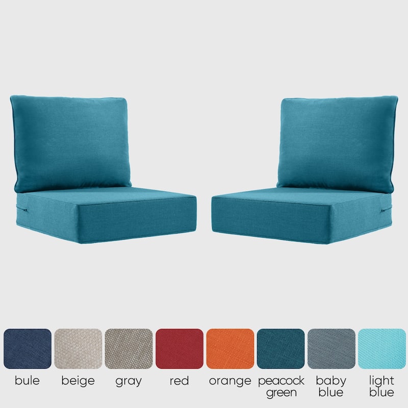 2 Pairs 6 Inch Seat & Back Cushion - Peacocka Green - 6 Inch - Peacocka Green - 6 Inch