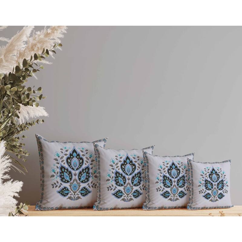 Vintage Verve Indoor/Outdoor Reversible Throw Pillow Teal and Black