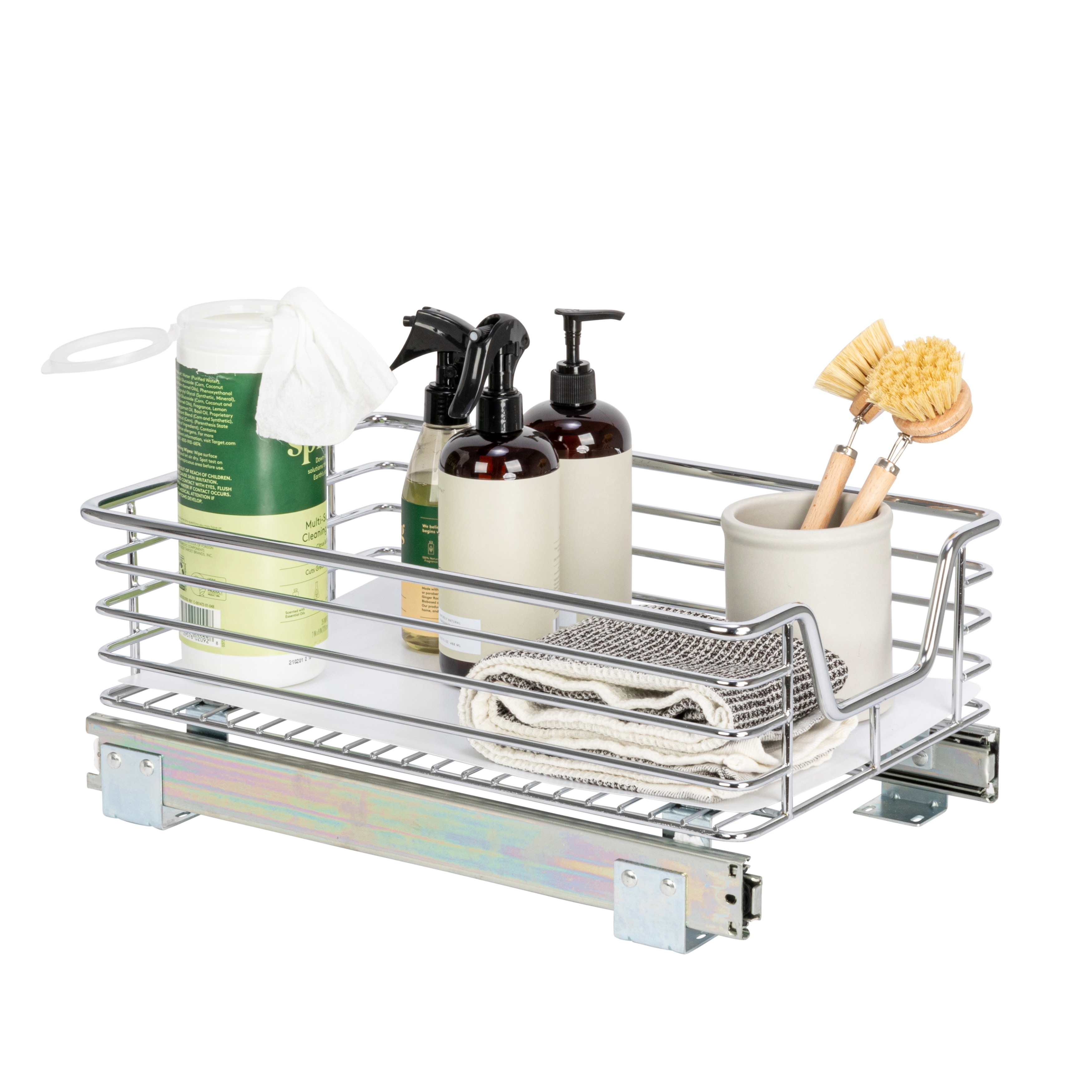 Household Essentials Glidez Multipurpose Chrome-Plated Steel  Pull-Out/Slide-Out Storage Organizer for Under Sink or Under Cabinet Use -  2-Tier Design
