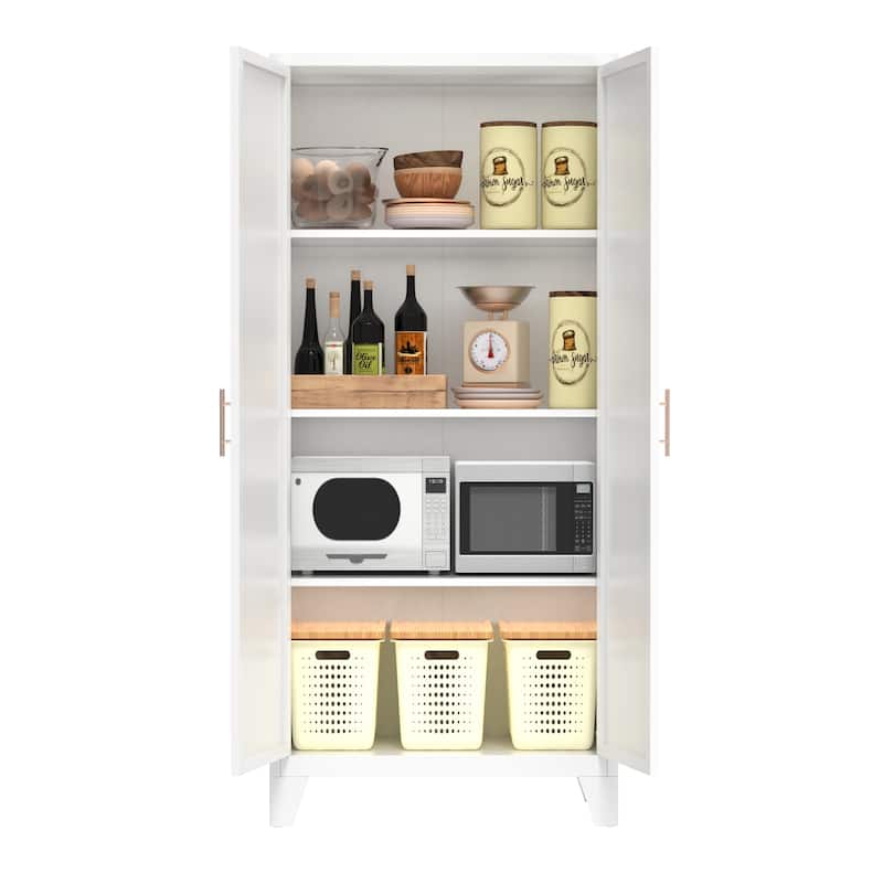 2 Shapely Doors Buffet Sideboard Accent Cabinet, Storage Cabinet with Doors and Adjustable Shelves