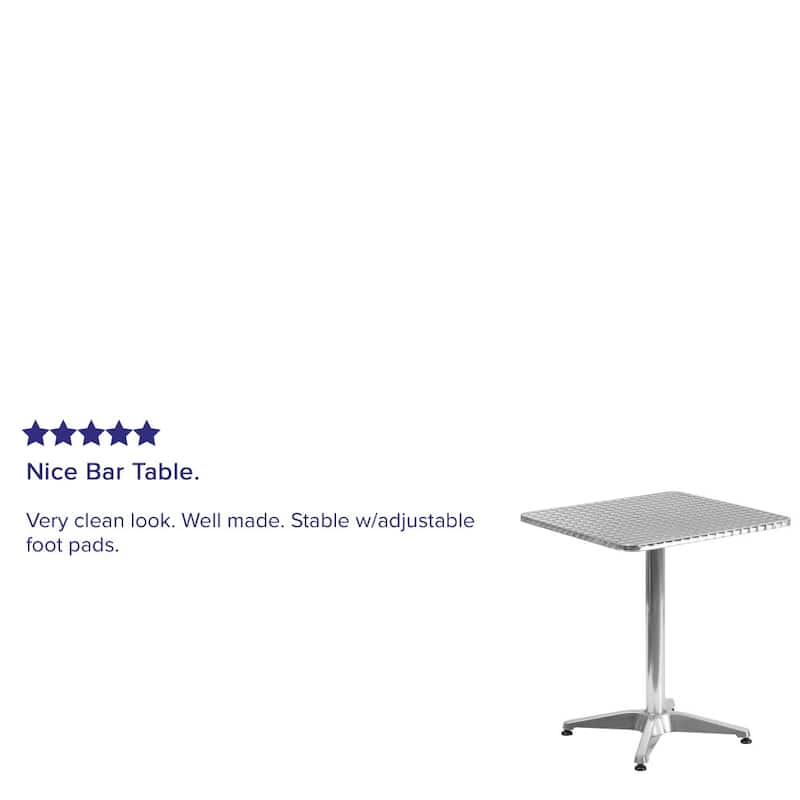 23.5" Square Aluminum Smooth Top Indoor-Outdoor Table with Base