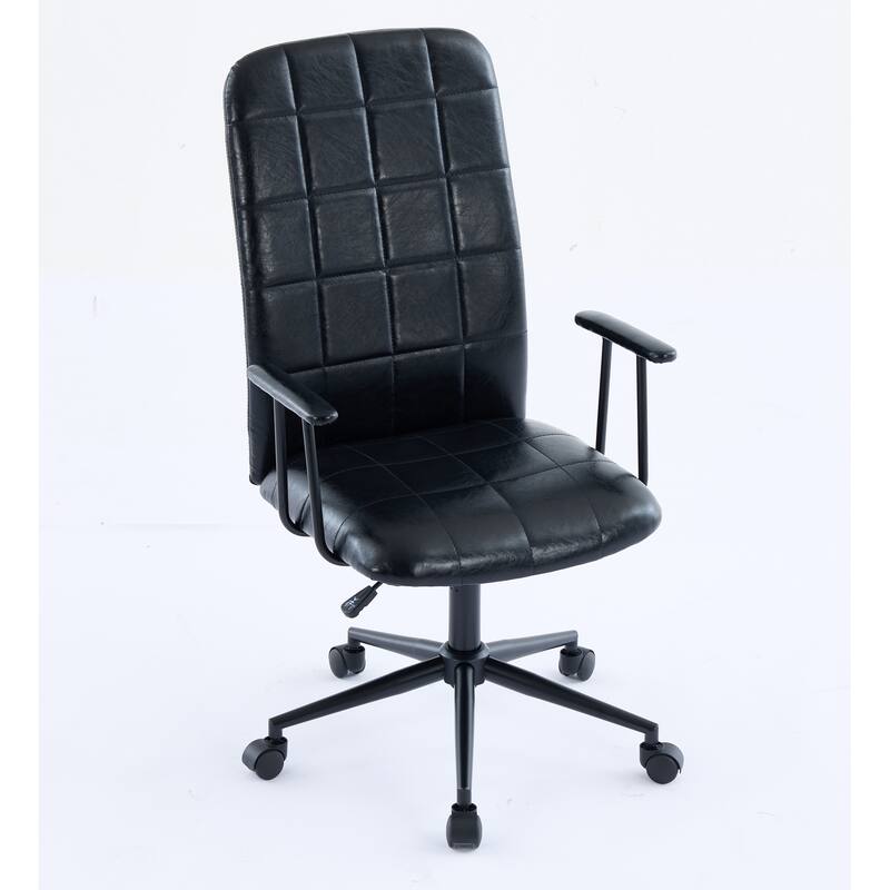 PU leather office chair, with armrest, high backrest, soft foam seating, 360 degree swivel, adjustable gaslift