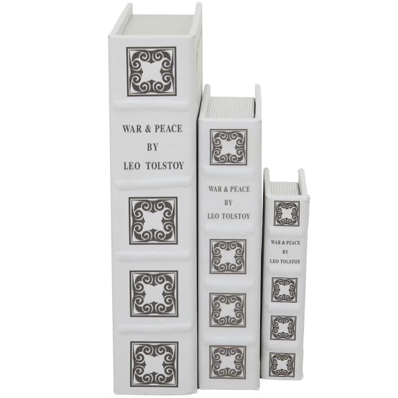 Faux Leather or Linen Fabric Book Storage Box - Set of 3 White, Beige, Black, Red or Light Gray - Roche River Decor
