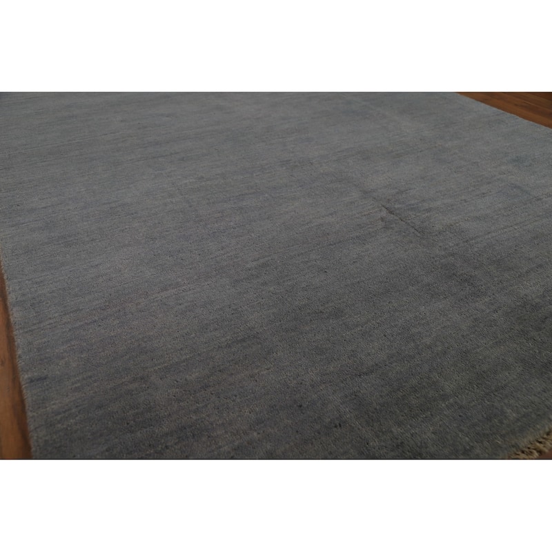Gray Modern Gabbeh Oriental Rug Hand-Knotted Wool Carpet - 5'0" x 6'6"
