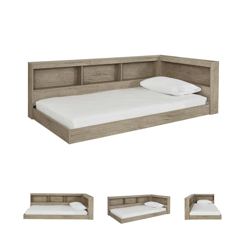 Oliah Natural Bookcase Storage Bed