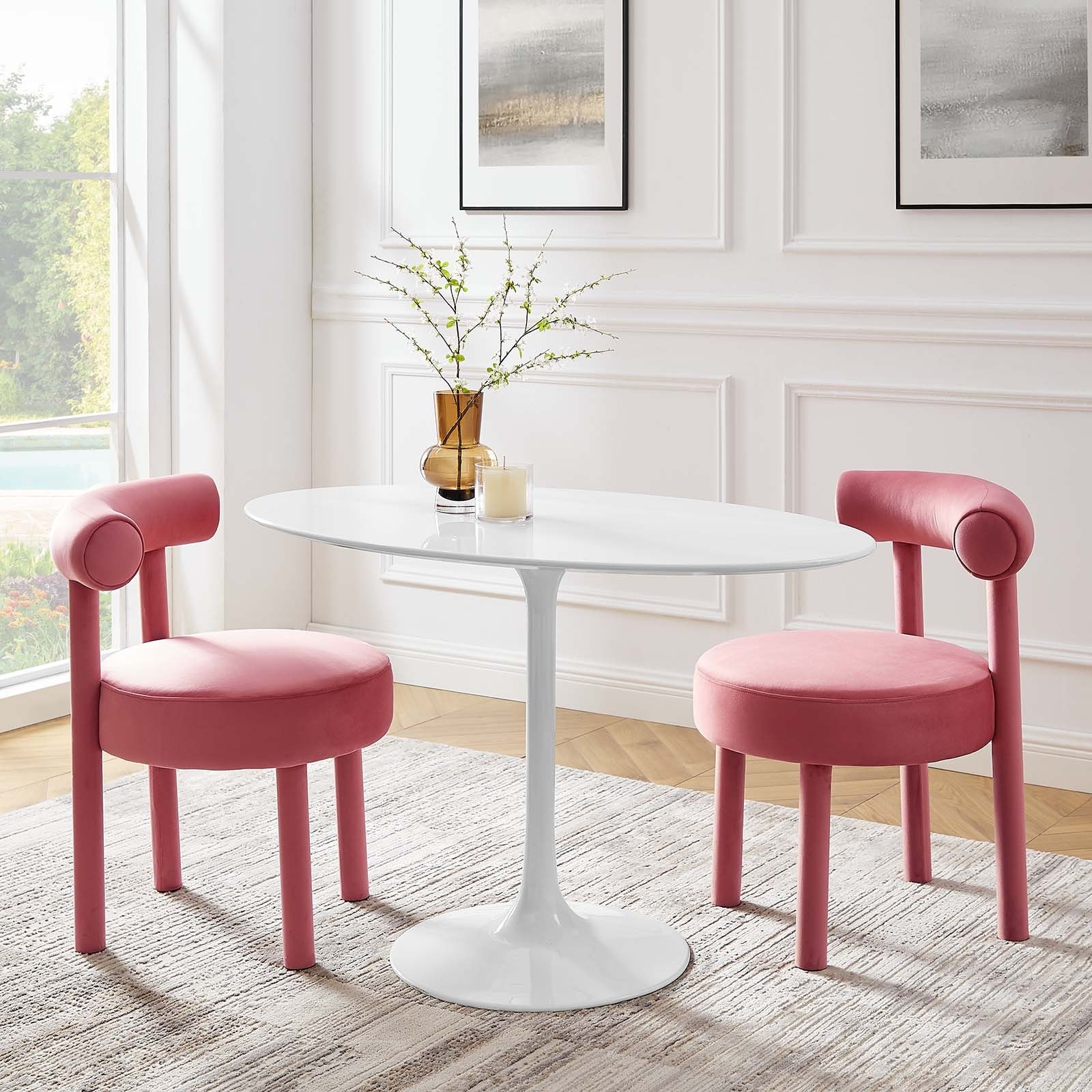 Lippa Oval Wood Top Dining Table