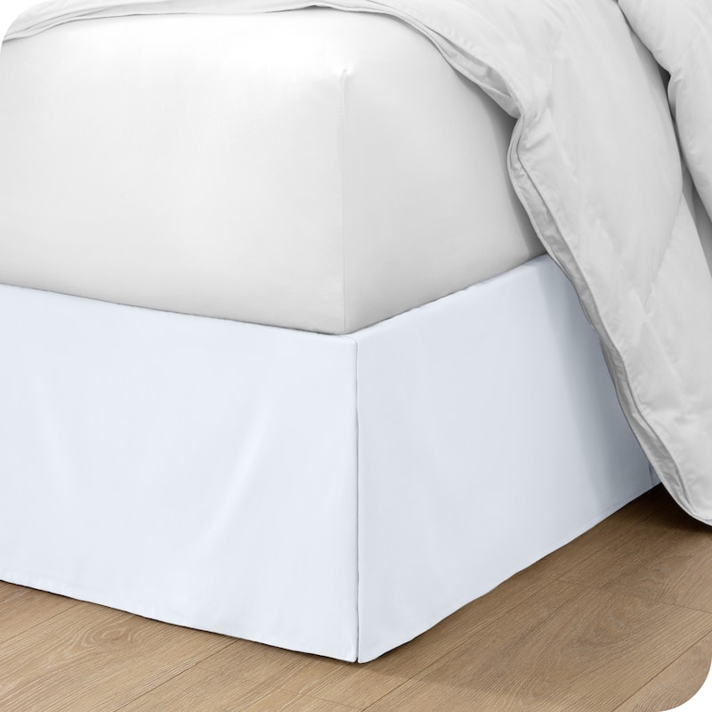 Bare Home Pleated Bed Skirt - 15-Inch Tailored Drop Easy Fit - Full - Cool White