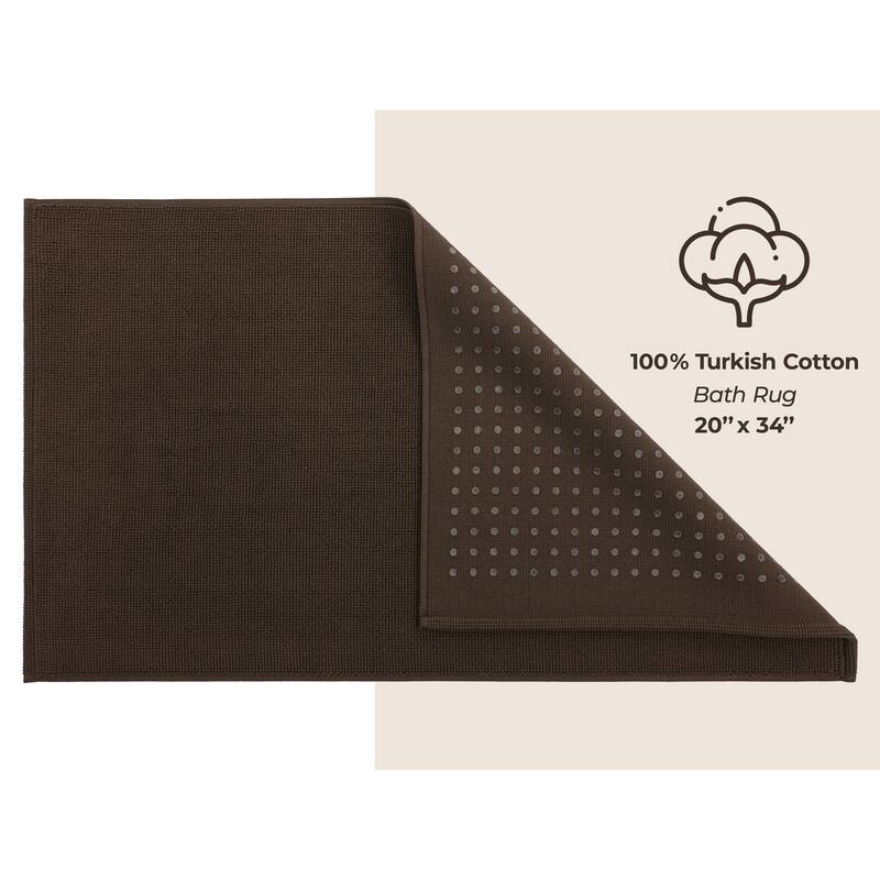 American Soft Linen 100% Cotton Bath Mat Rugs, 20x34 inches Slip Resistant Bottom Base Bath Mats for Bathroom
