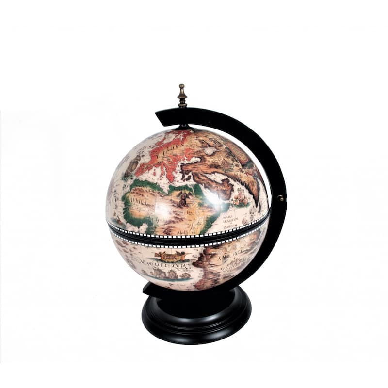 HomeRoots 13" Brown And Black World Map Globe Chess Game Set - 13x13x20"