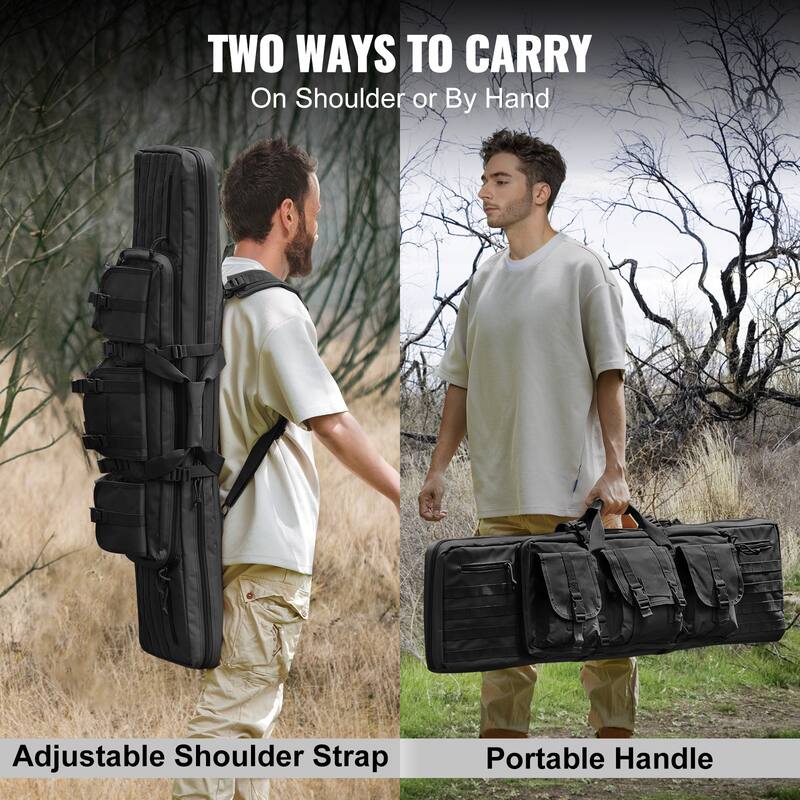 Rifle Bag, Tactical Double Long Gun Bag, Soft Rifle Case with Lockable Zipper, Portable Handle & Shoulder Strap