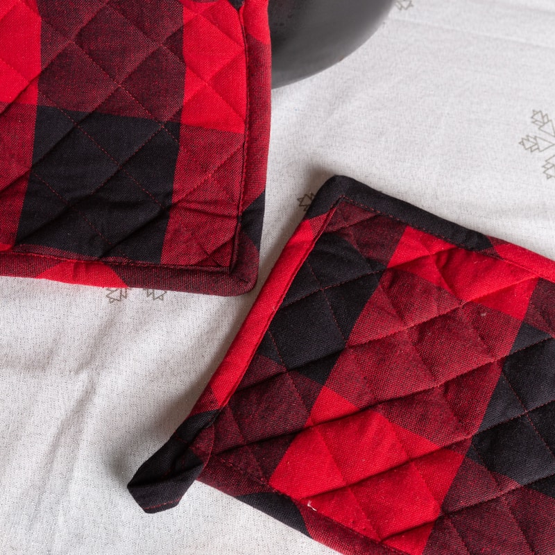 Fabstyles Buffalo Check Set of 2 Terry Cotton Pot Holder - 8x8