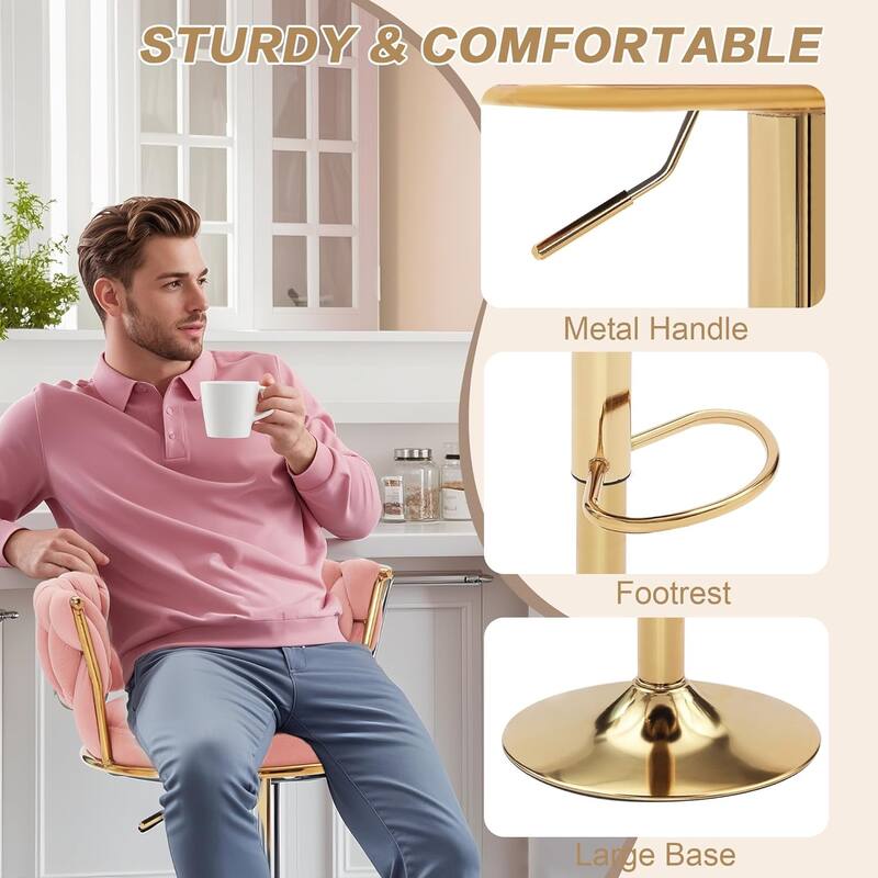 VECELO Set of 4/6 Bar Stools Adjustable Swivel with Metal Frame Modern Bar Stools with Back for Dining Room