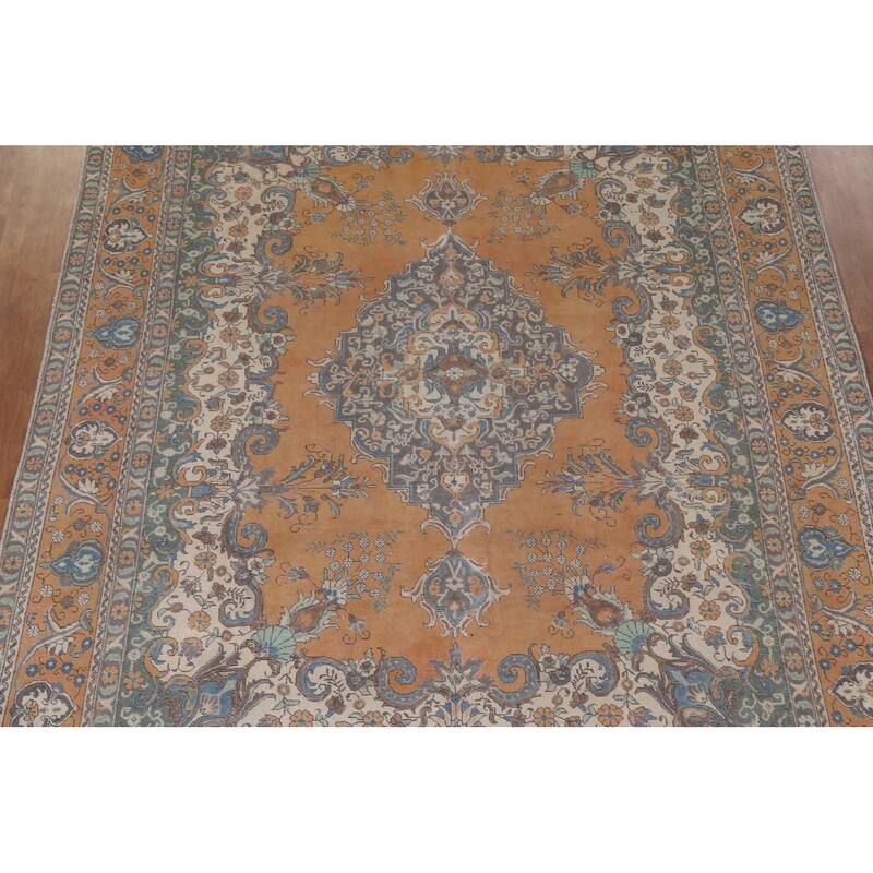 Tabriz Persian Vintage Area Rug Handmade Wool Carpet - 9'9"x 12'5"