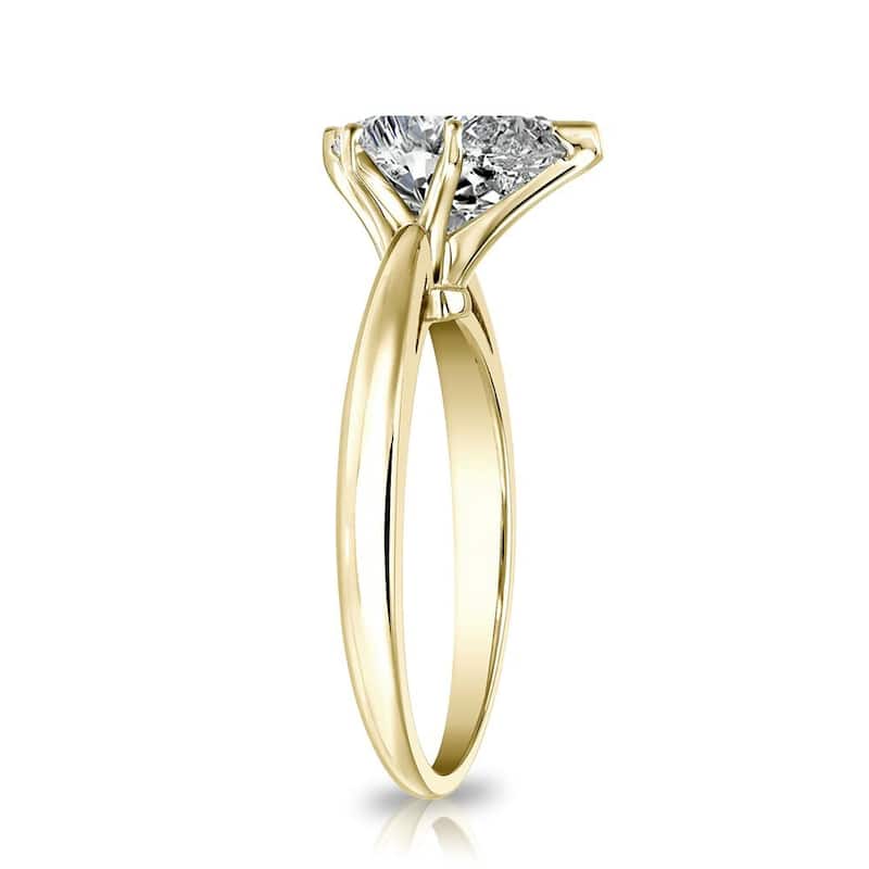 Auriya 14k Gold 1/2ctw Pear Shape Solitaire Diamond Engagement Ring (G-H, VS1-VS2)