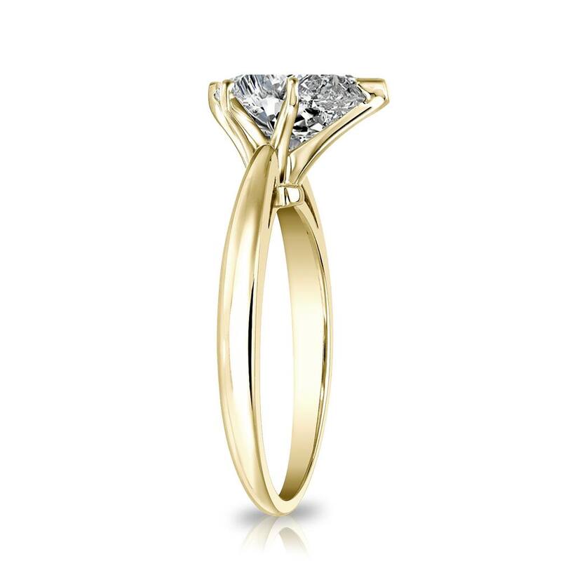 Auriya 14k Gold 1/3ctw Pear Shape Solitaire Diamond Engagement Ring (G-H, VS1-VS2)
