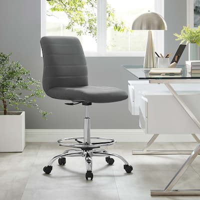 Ripple Armless Vegan Leather Drafting Chair