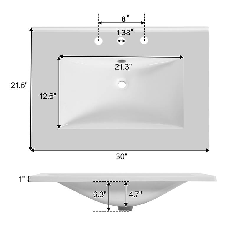 30" Bathroom Vanity with Handwoven Rattan Doors, Solid Wood Legs & Resin Basin