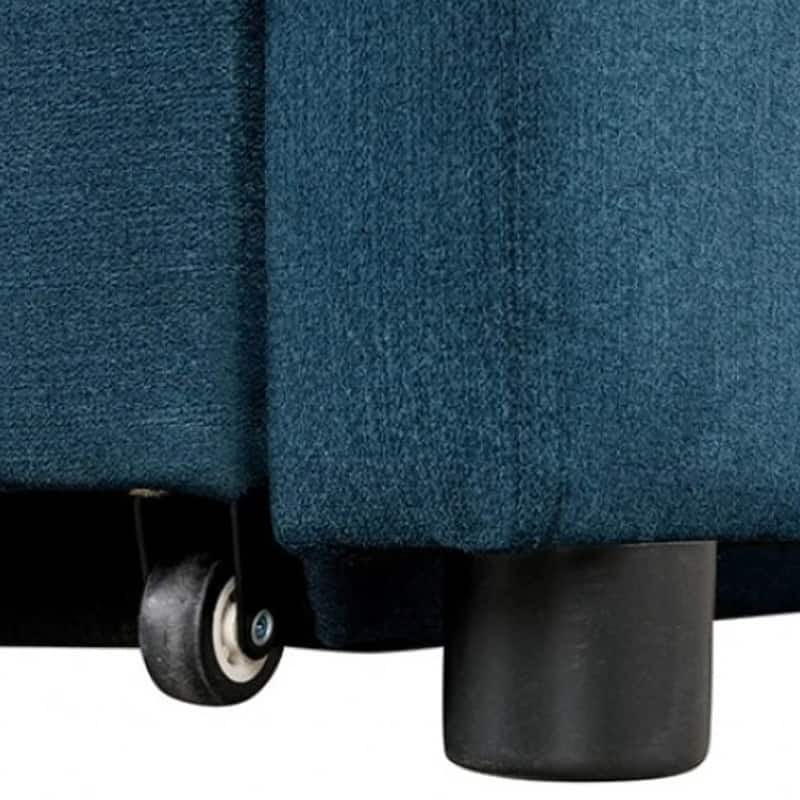 Bernie Modular Convertible Chair Futon, Teal Blue Fabric, Seat w Storage, 2 Pillows