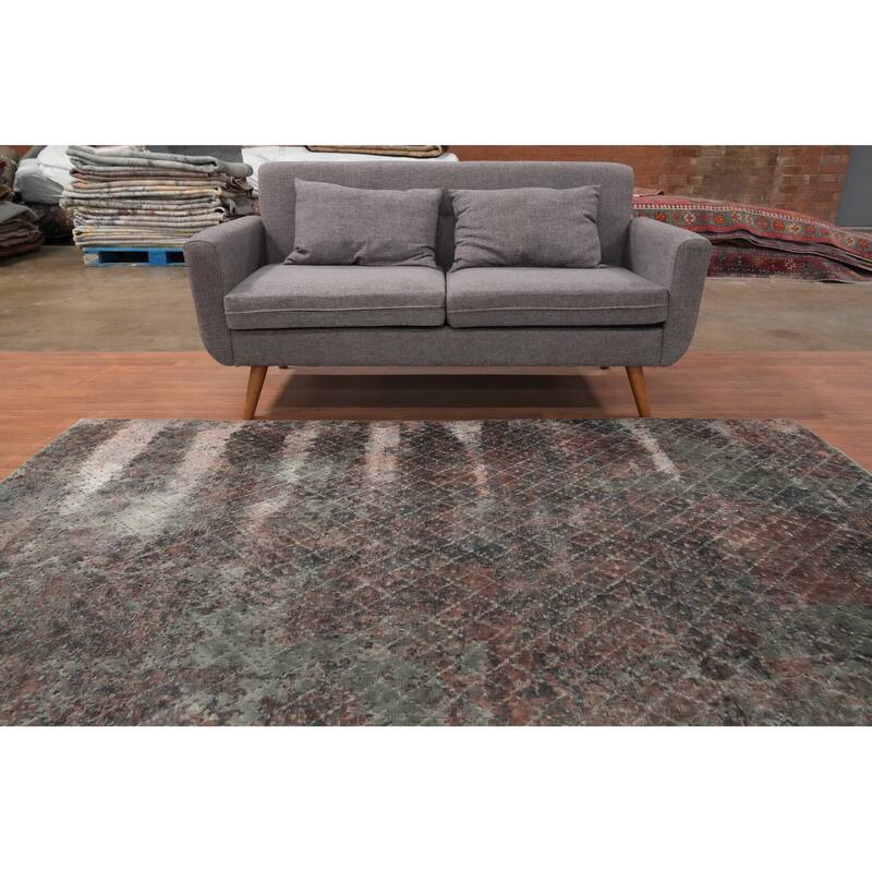 Hand Knotted Oriental Viscose Silk Carpet Modern Abstract Multi-Colored Abstract Area Rug - 8' 0'' X 5' 7''