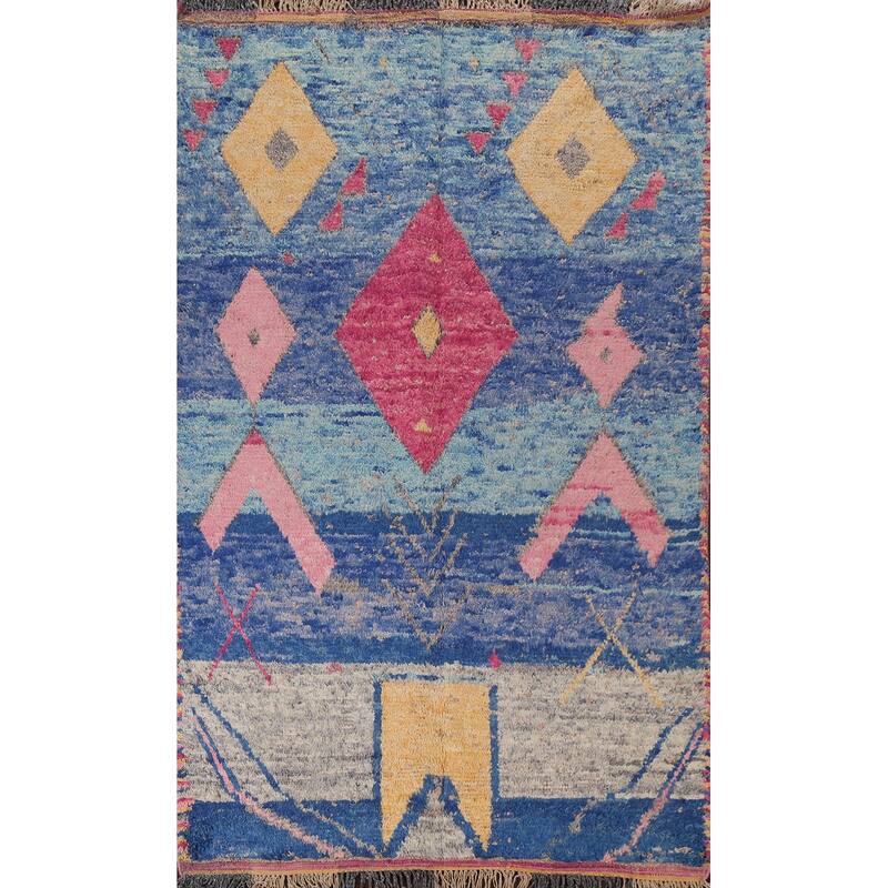 Tribal Moroccan Oriental Wool Area Rug Hand-knotted Home Decor Carpet - 5'11" x 9'6"