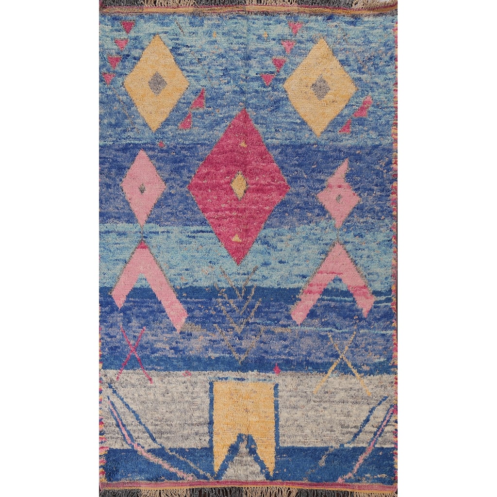 Tribal Moroccan Oriental Wool Area Rug Hand-knotted Home Decor Carpet - 5'11" x 9'6"