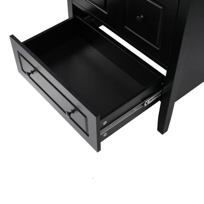 Roomfitters Bathroom Vanity with Sink, Single Cabinet with Soft-closing Door and Three Soft-closing Drawers, Retro Handles