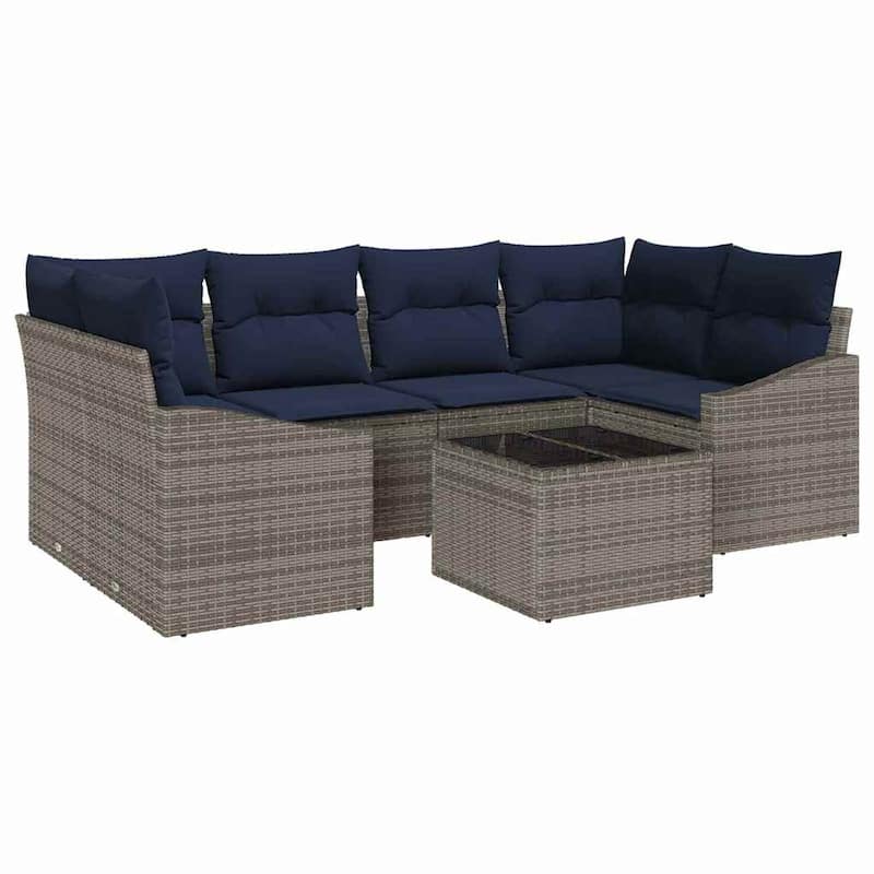 vidaXL 7 Piece Garden Sofa Set with Cushions - 92.1×48.6×27.2
