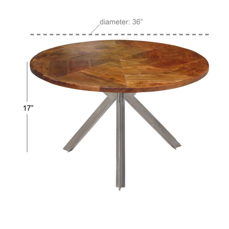 Wood Coffee Table with Gray Metal Tripod Base - Brown - Roche River Decor