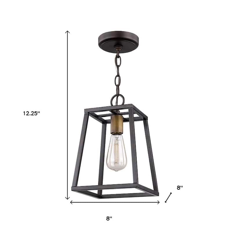 HomeRoots Antique Bronze Metal Tapered Hanging Light - 8' X '12.25' X '8