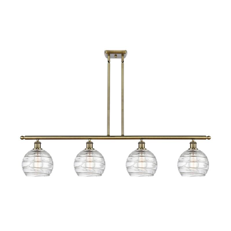 Innovations Lighting 516-4I-10-48 Athens Linear Athens 4 Light 48" - Antique Brass / Clear Deco Swirl