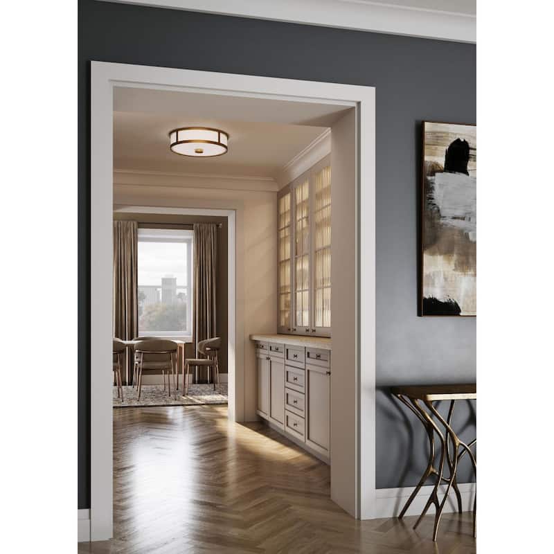 Gilliam Collection Three-Light Vintage Brass New Traditional Flush Mount - 16.12 in x 16.12 in x 4.37 in