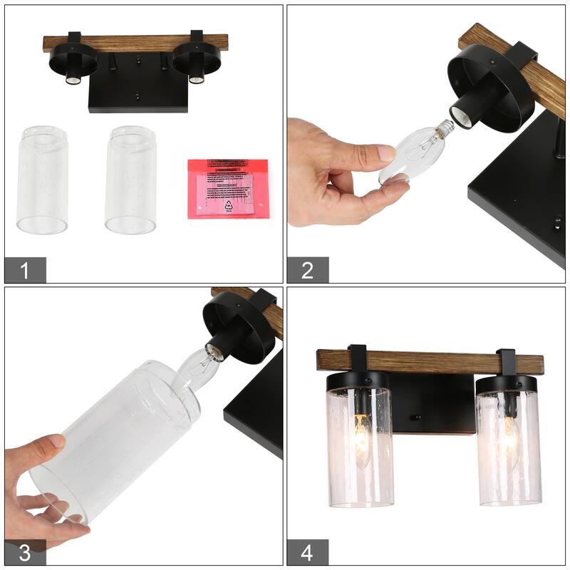 Fora Modern Farmhouse Glass Bathroom Vanity Light Dimmable Wall Sconce