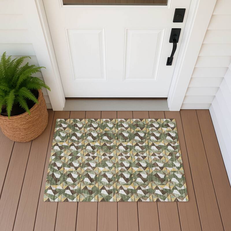 Machine Washable Indoor/ Outdoor Chic Hooper Chantille Rug - Olive - 1'8" x 2'6"