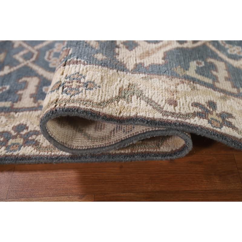 Blue Oushak Style Runner Rug Hand-knotted Wool Carpet - 2'6"x 8'0"