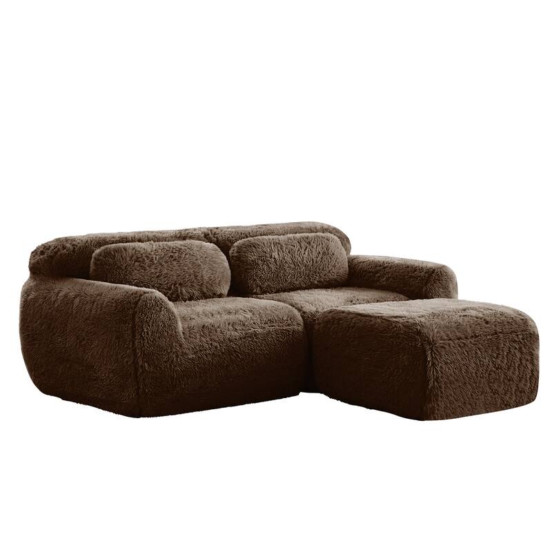 Homy Casa Chocolate Plush Fabric Non-Slip Modular Floor Sofa Sectional