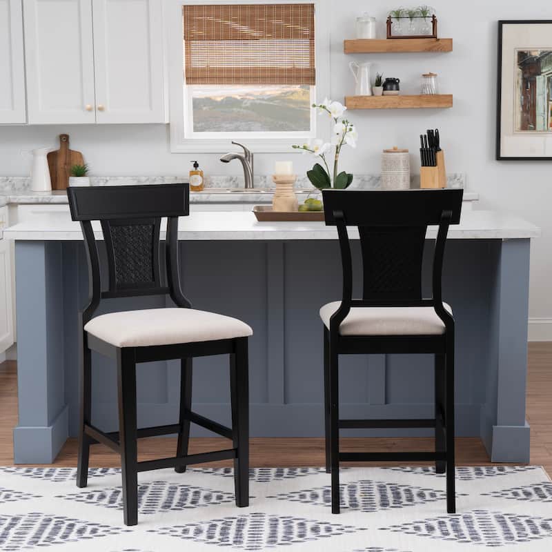 Ryder Handwoven Rattan Farmhouse Counter Stool