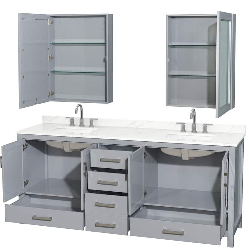 Wyndham Collection WCS141480D-QTZ-US3MED Sheffield 80" Free Standing