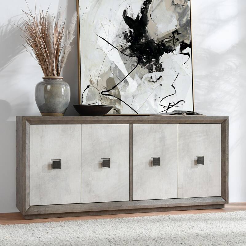 Classic Home Denver 80" Distressed Gray Sideboard Buffet - Distressed Grey / Antique White
