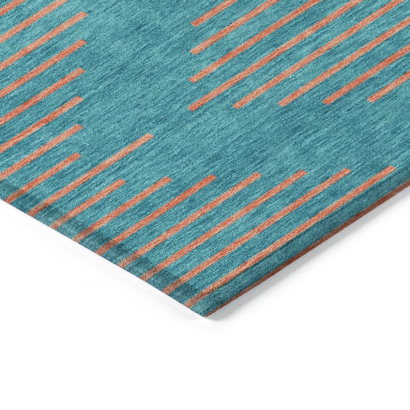 Machine Washable Indoor/ Outdoor Contemporary Geo Chantille Rug