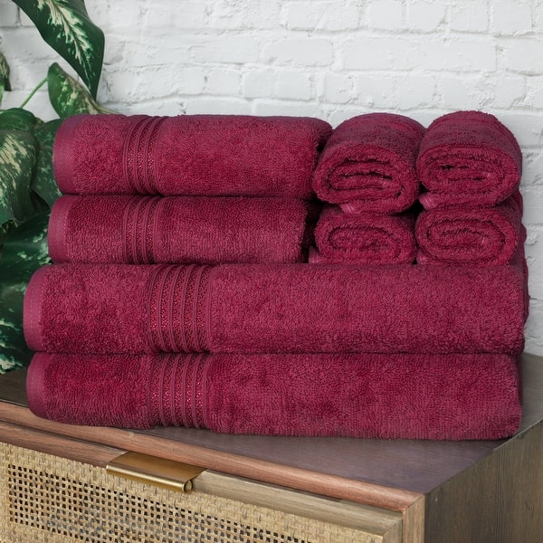 Superior Heritage Egyptian Cotton Absorbent 8-Piece Towel Set - Burgundy