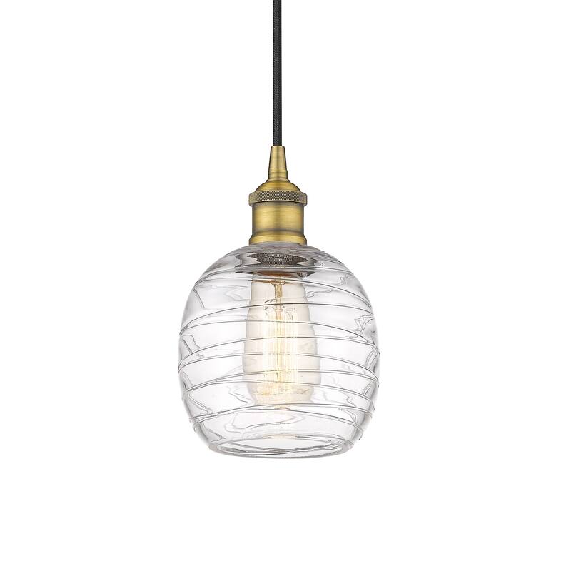 Innovations Lighting 616-1P-10-6 Belfast Pendant Belfast 6" Wide Mini - Brushed Brass / Deco Swirl