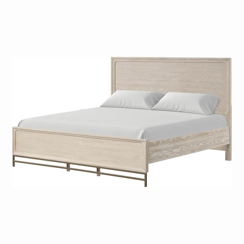 Furniture of America Drayden 3-Piece Light Oak Solid Wood King Panel Footboard Platform Bedroom Set