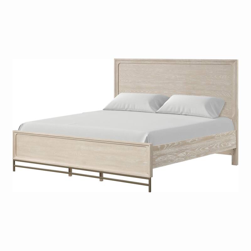 Furniture of America Drayden 5-Piece Light Oak Solid Wood King Panel Footboard Platform Bedroom Set