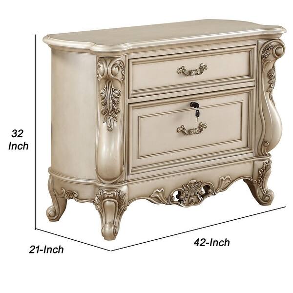 Shop 2 Drawer Wooden File Cabinet With Scrolled Molding Antique White On Sale Overstock 31618182