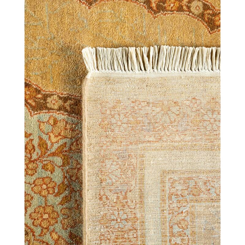Overton Handknotted Wool Traditional Oriental Yellow Area Rug - 6' x 9'