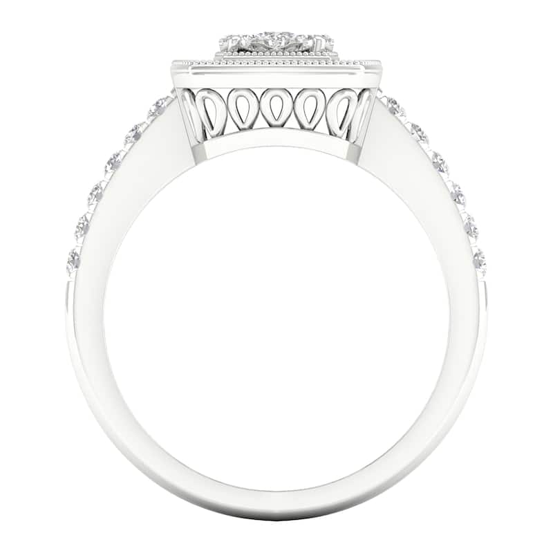 1/2ct TDW Diamond Cluster Halo Engagement Ring in 10k Gold for Women