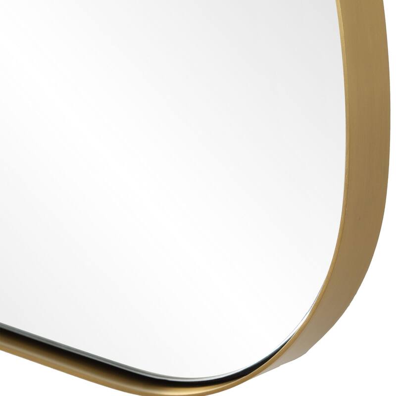 Curved Silhouette Framed Vanity Mirror 33" Antique Brass Finish