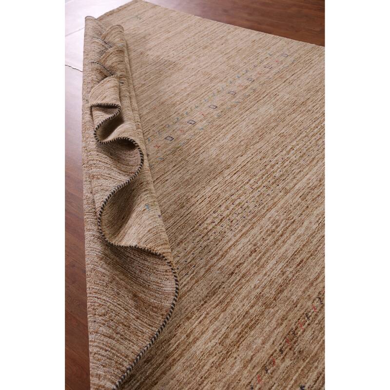 Hand Knotted Oriental 100% Wool Carpet Tribal Tribal Brown Gabbeh Area Rug - 9' 5'' X 8' 0''