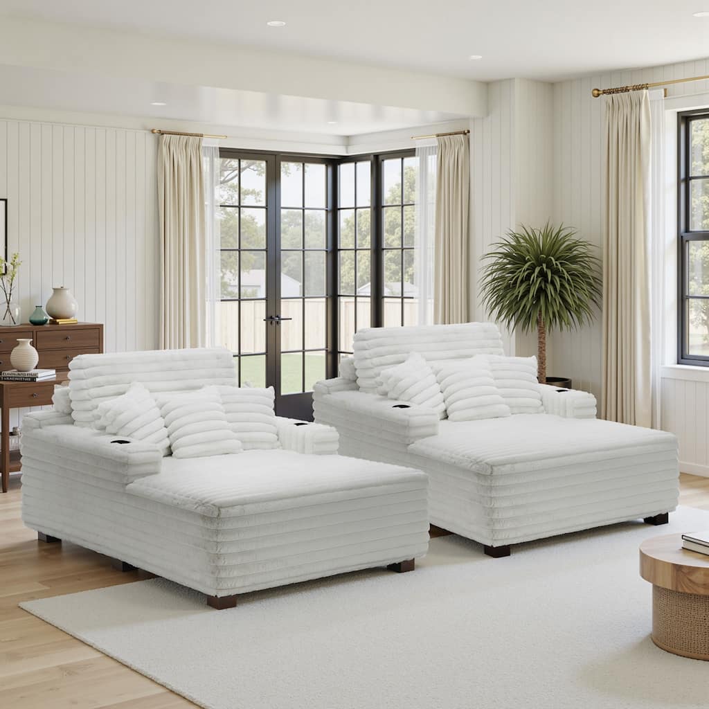 53" Upholstered Sofa Chaise Lounge Indoor with Pillows