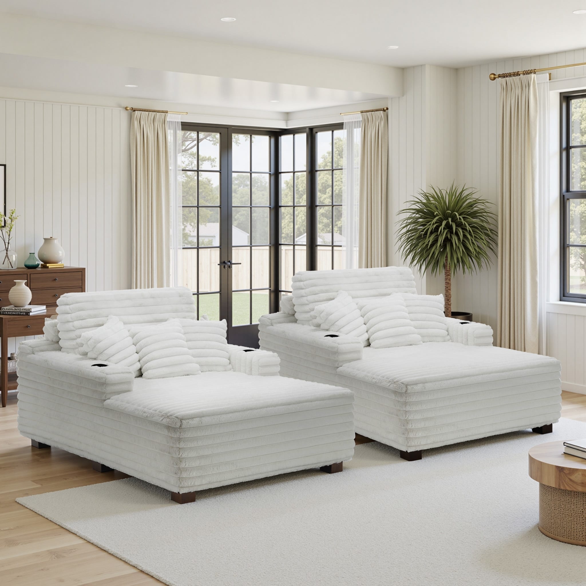53" Upholstered Sofa Chaise Lounge Indoor with Pillows